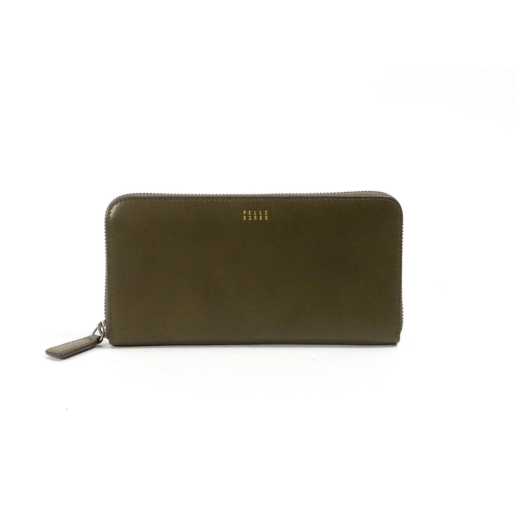 PELLE BORSA ブラウン レザー 長財布 PELLE BORSA ペレボルサ 長財布 レザー ラウンドファスナー